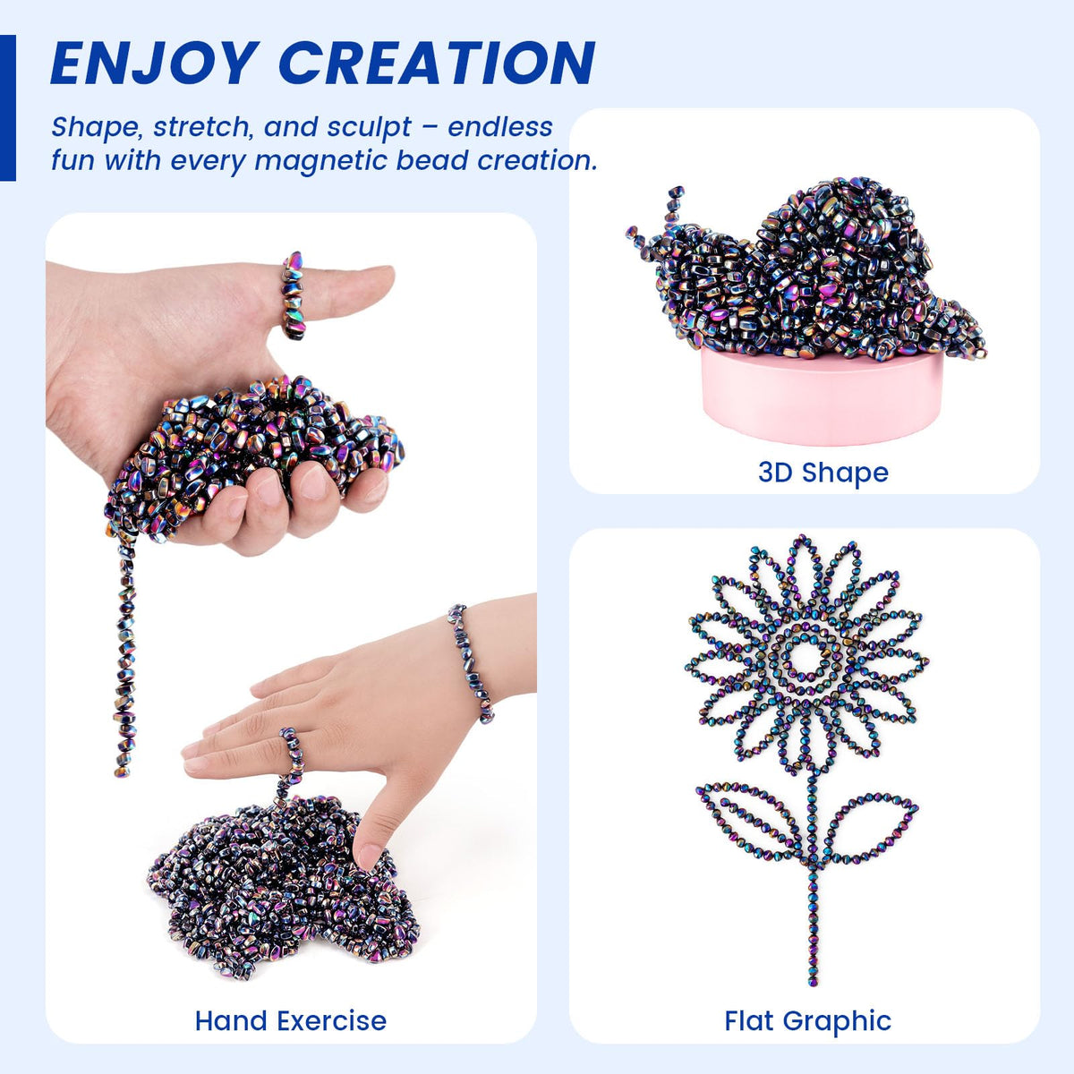 LovesTown 550PCS Ferrite Putty Stones – Rainbow Fidget Beads & Office Desk Toys