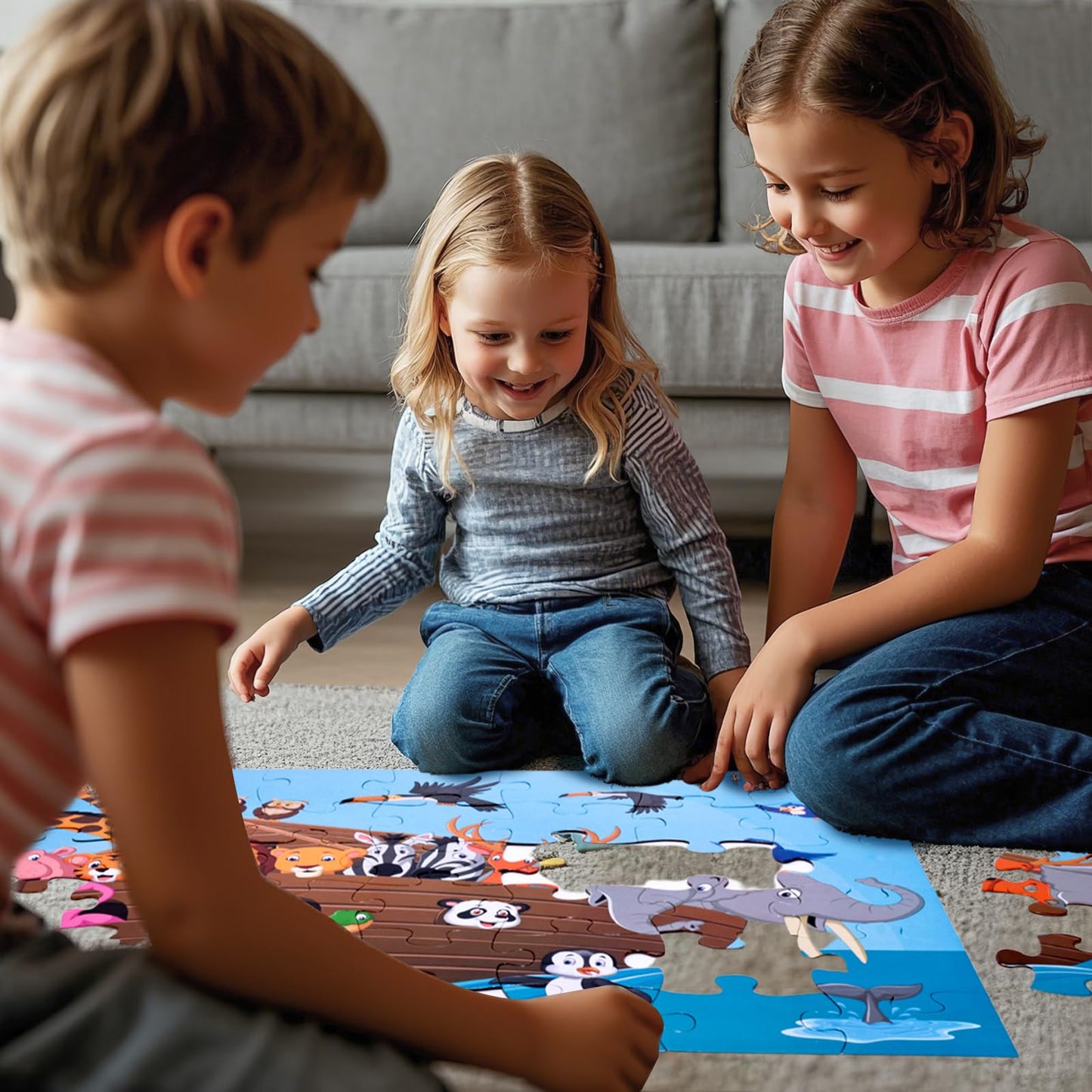 LovesTown Floor Puzzle for Kids – Jumbo Animal Puzzle, 48 Pieces, 3 x 2 ft