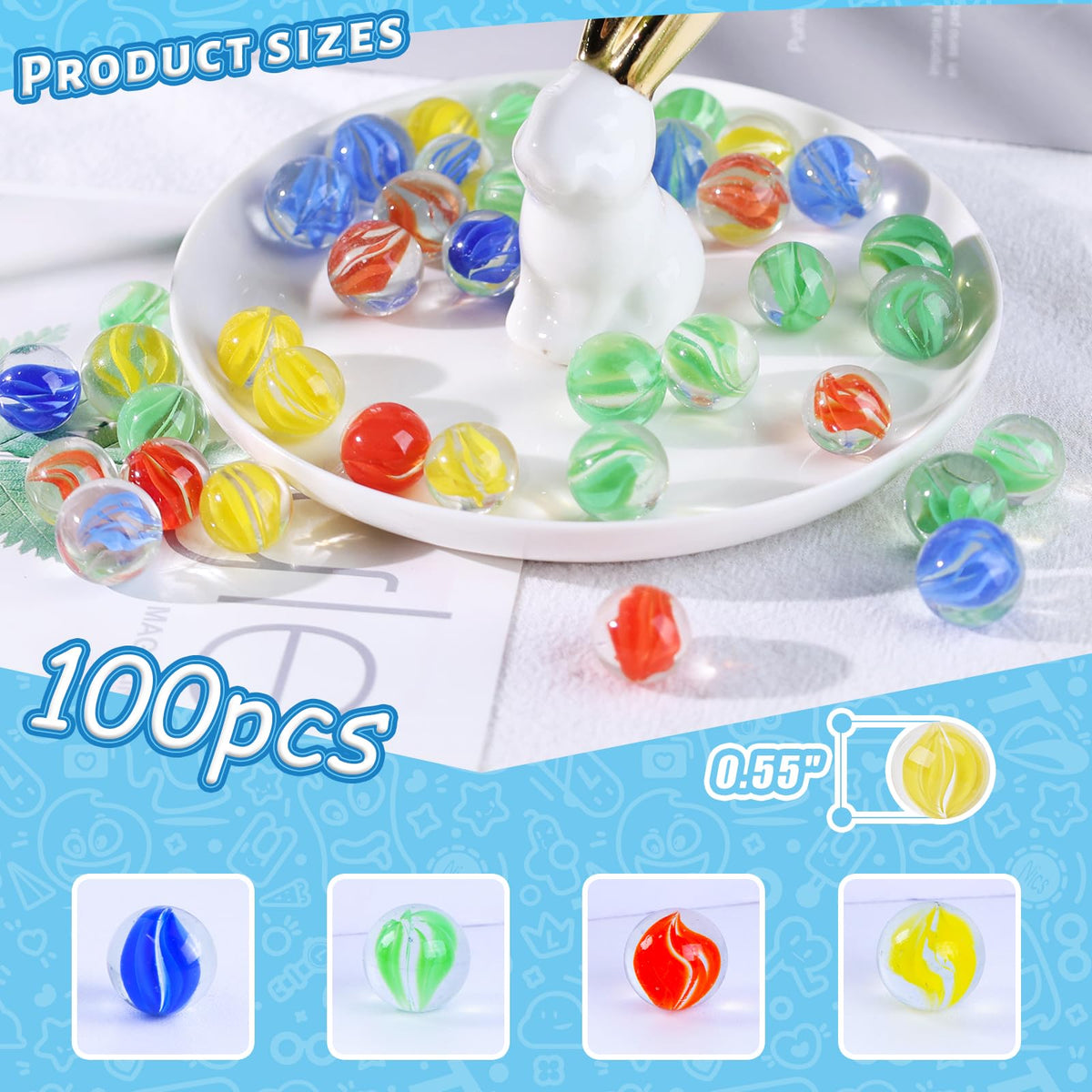 LovesTown 100PCS Glass Marbles Bulk – Kids Marble Run, DIY & Home Decor