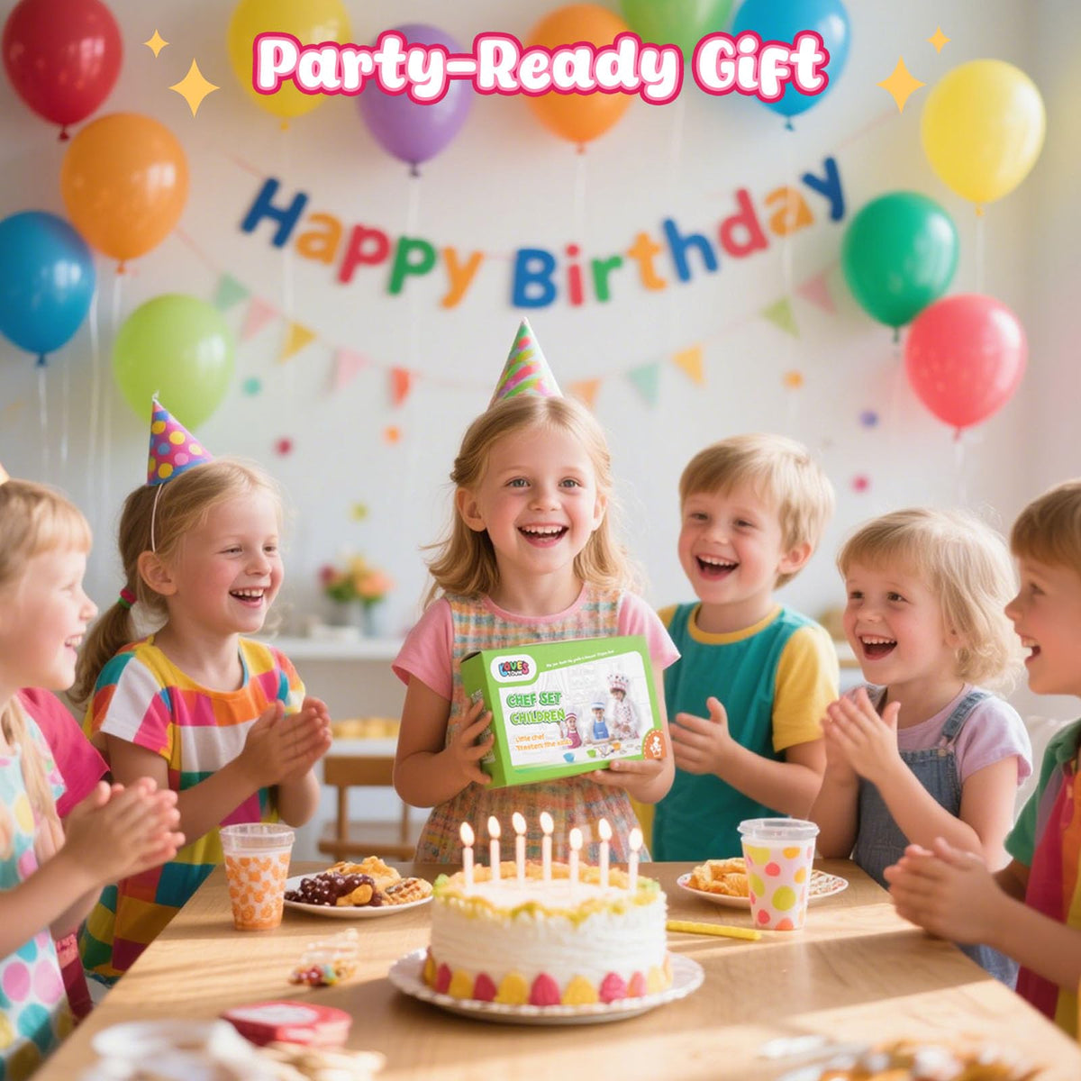 LovesTown Kids Cooking & Baking Set – 32Pcs Chef Hat & Apron Gift for Boys & Girls