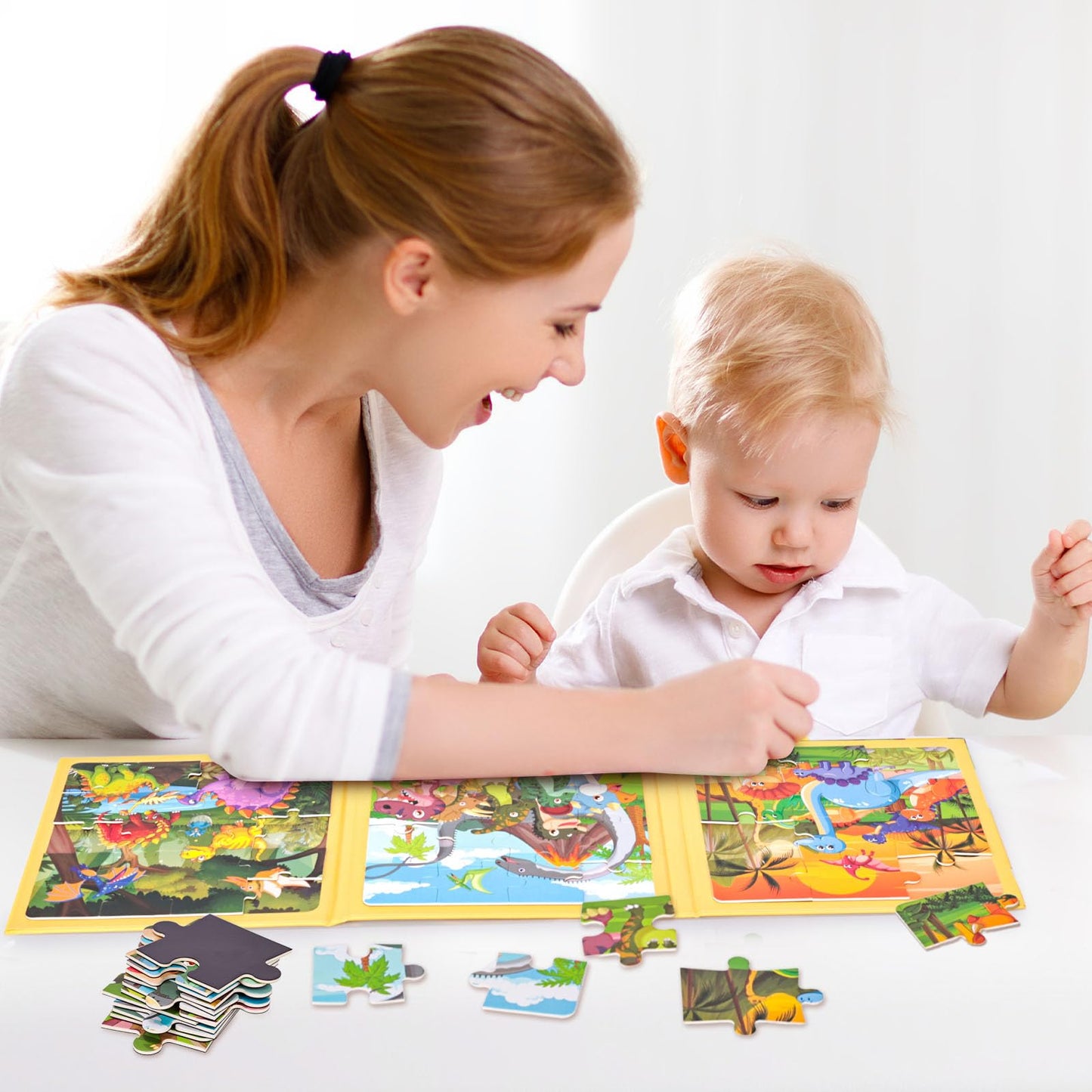 LovesTown Magnetic Puzzles Book for Toddlers – 48-Piece Dinosaur Travel Activity Set