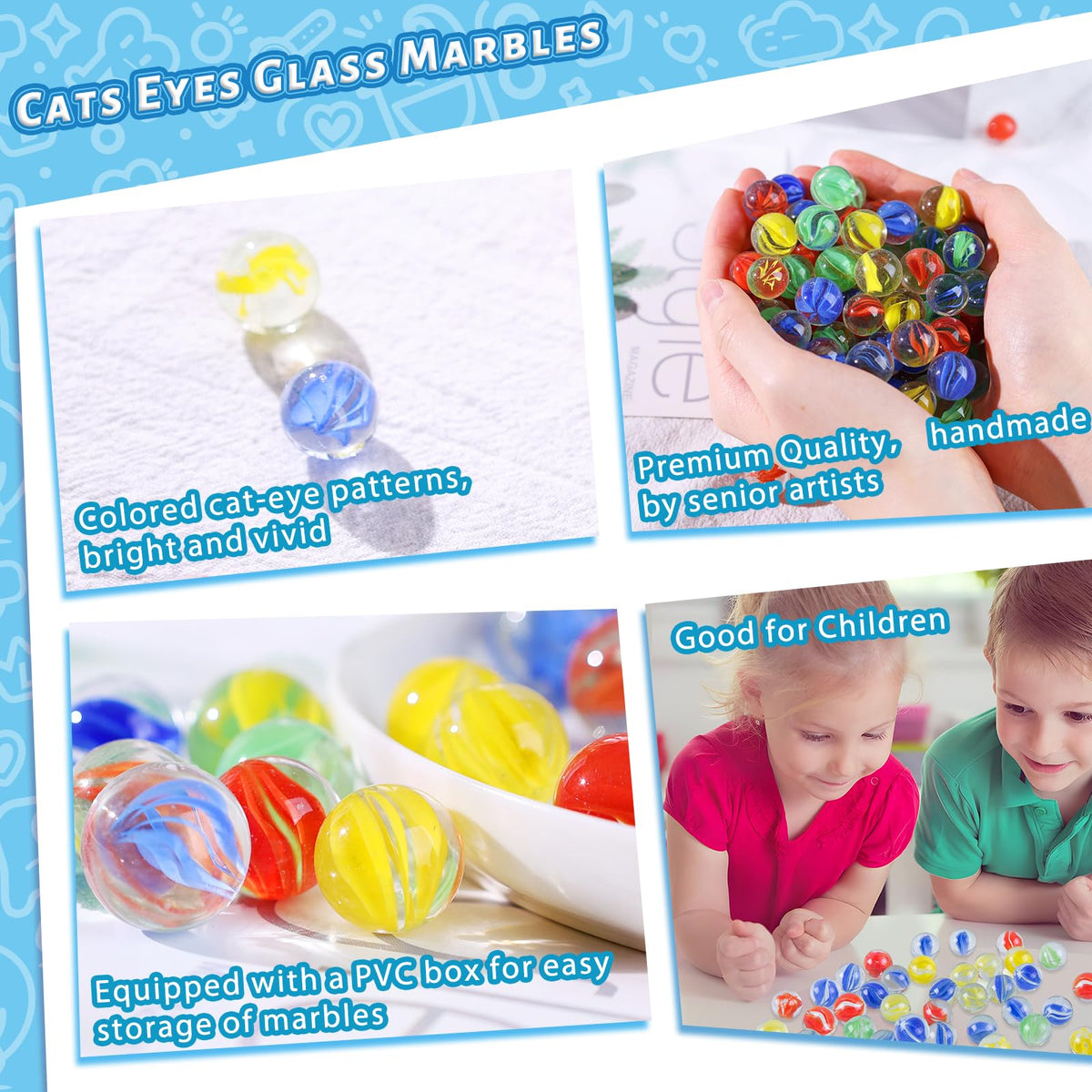 LovesTown 100PCS Glass Marbles Bulk – Kids Marble Run, DIY & Home Decor