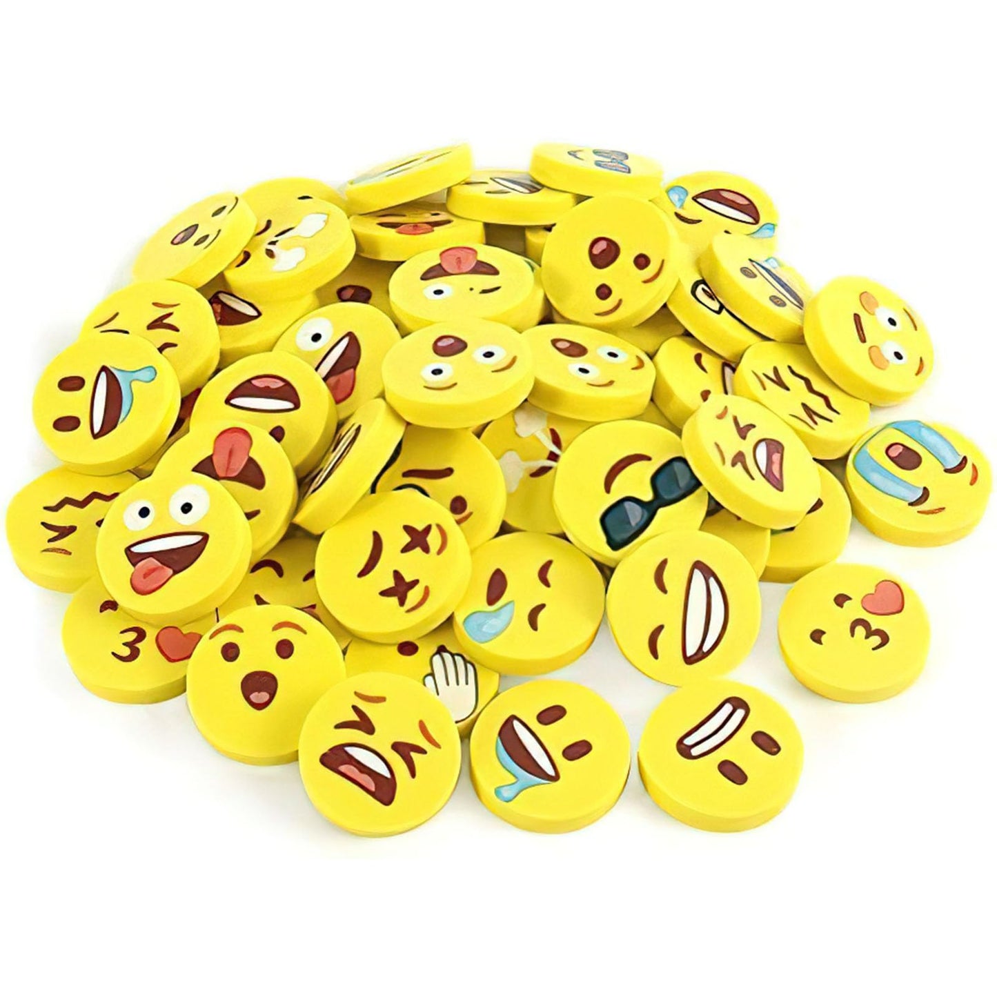 LovesTown Mini Erasers Bulk – 60 Fun Emoticon Erasers for Kids