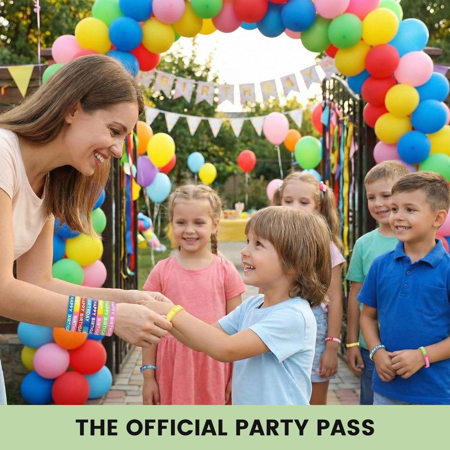 LovesTown 24PCS Happy Birthday Rubber Bracelets — Neon Silicone Wristbands for Kids
