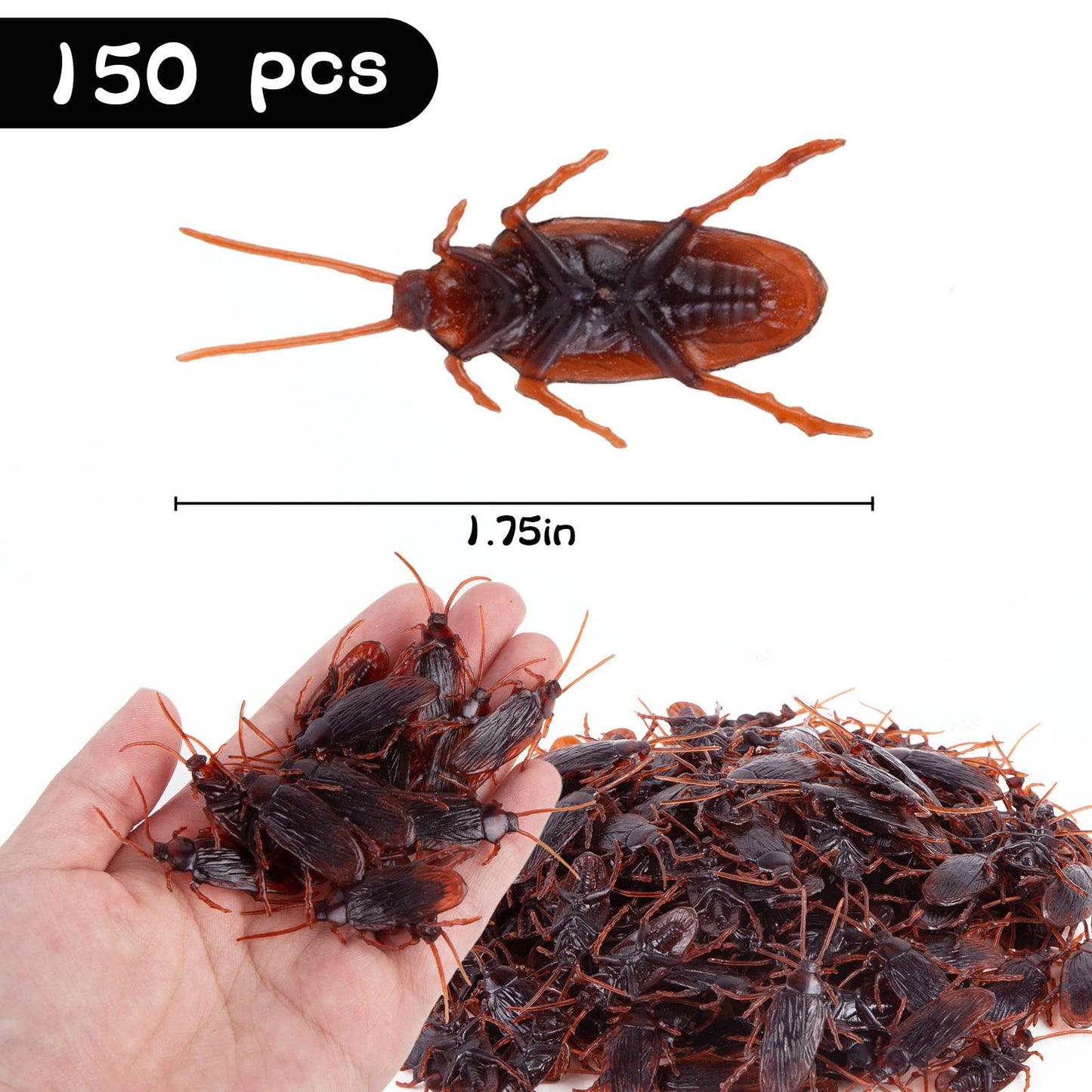 LovesTown 150PCS Fake Roaches – Plastic Cockroach Prank Toys for Halloween & Party Decoration
