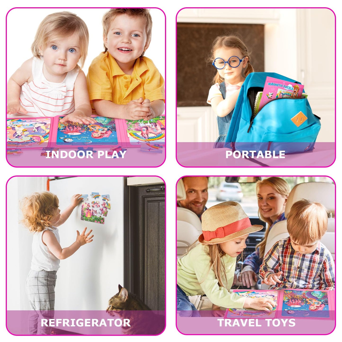 LovesTown Magnetic Puzzles for Toddlers – 3-in-1 Fairytale Travel Puzzle Book, 48 Pieces, Learning Magnets