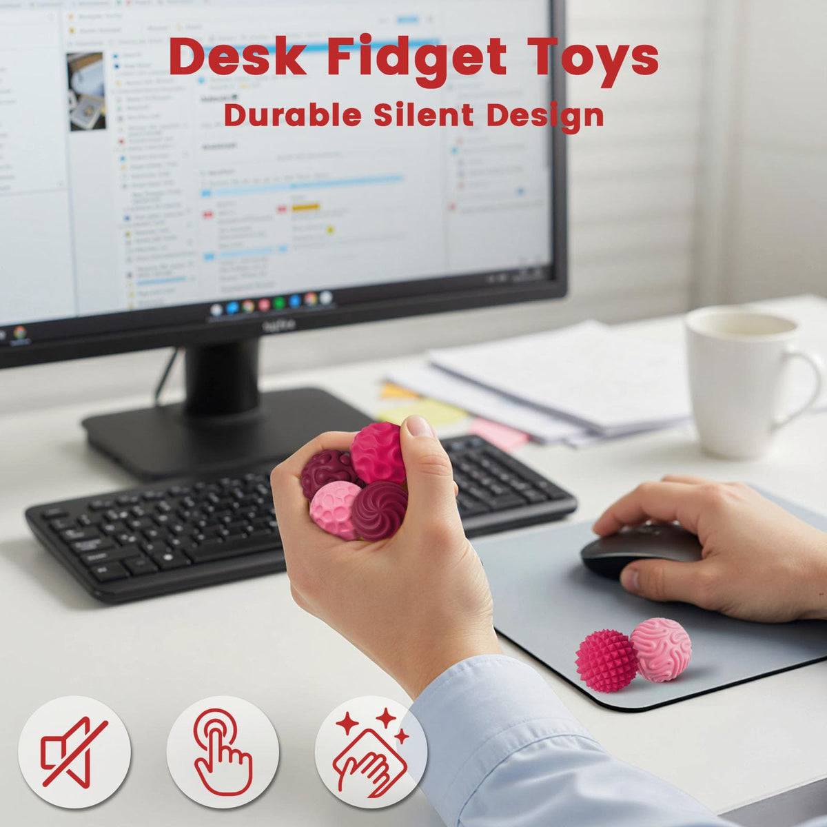 LovesTown 6PCS Silicone Magnetic Fidget Balls — Quiet Desk Stress Relief Toys