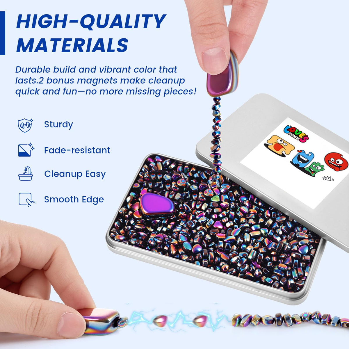 LovesTown 550PCS Ferrite Putty Stones – Rainbow Fidget Beads & Office Desk Toys