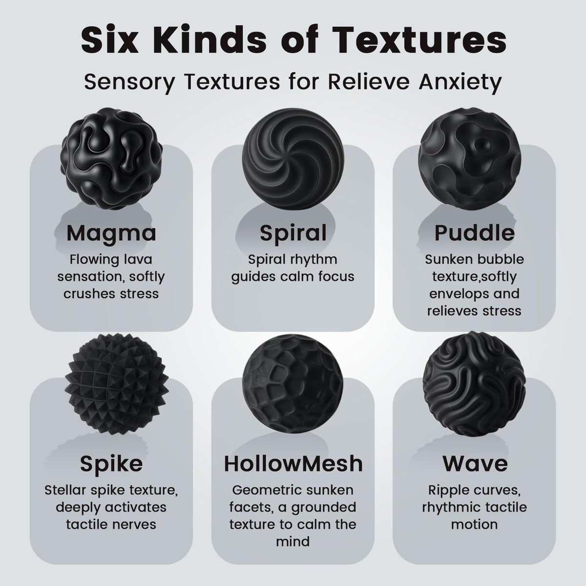 LovesTown 6-Pack Silicone Magnetic Fidget Balls — Quiet Sensory Toys for Focus & Travel