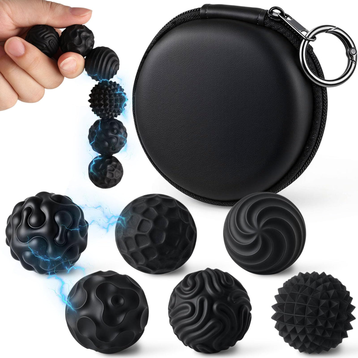LovesTown 6-Pack Silicone Magnetic Fidget Balls — Quiet Sensory Toys for Focus & Travel