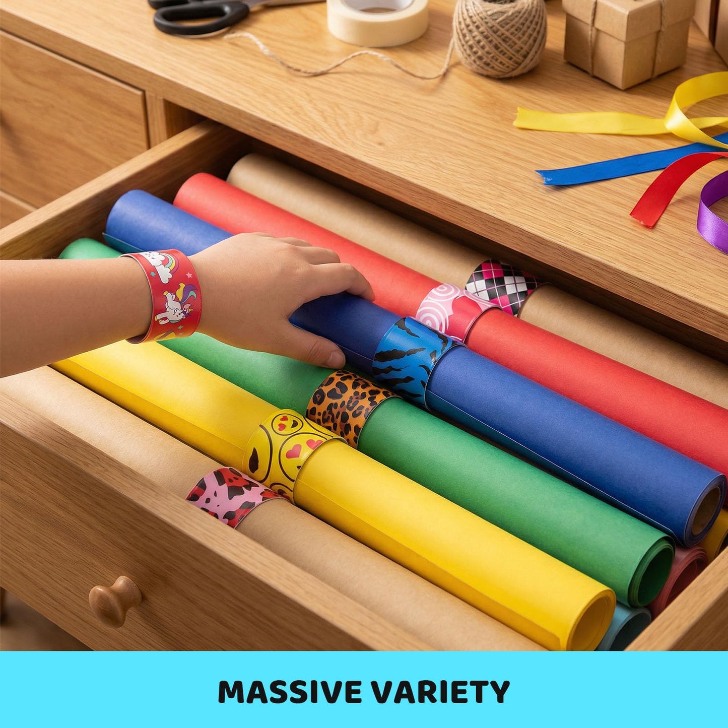 LovesTown Slap Bracelets for Kids – 48 PCS Bulk Party Favors & Classroom Prizes