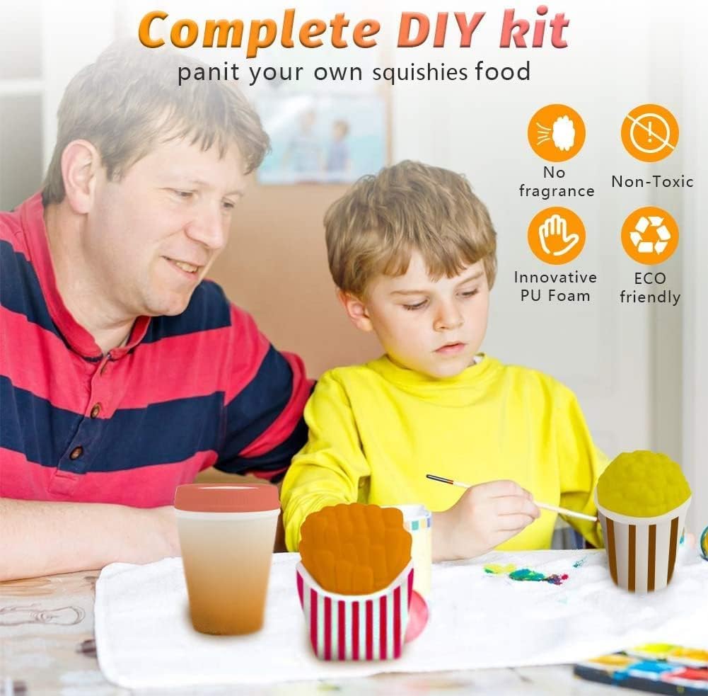LovesTown Squeeze Toys – 6 Pack Paintable Food-Shaped Squishies DIY Kit