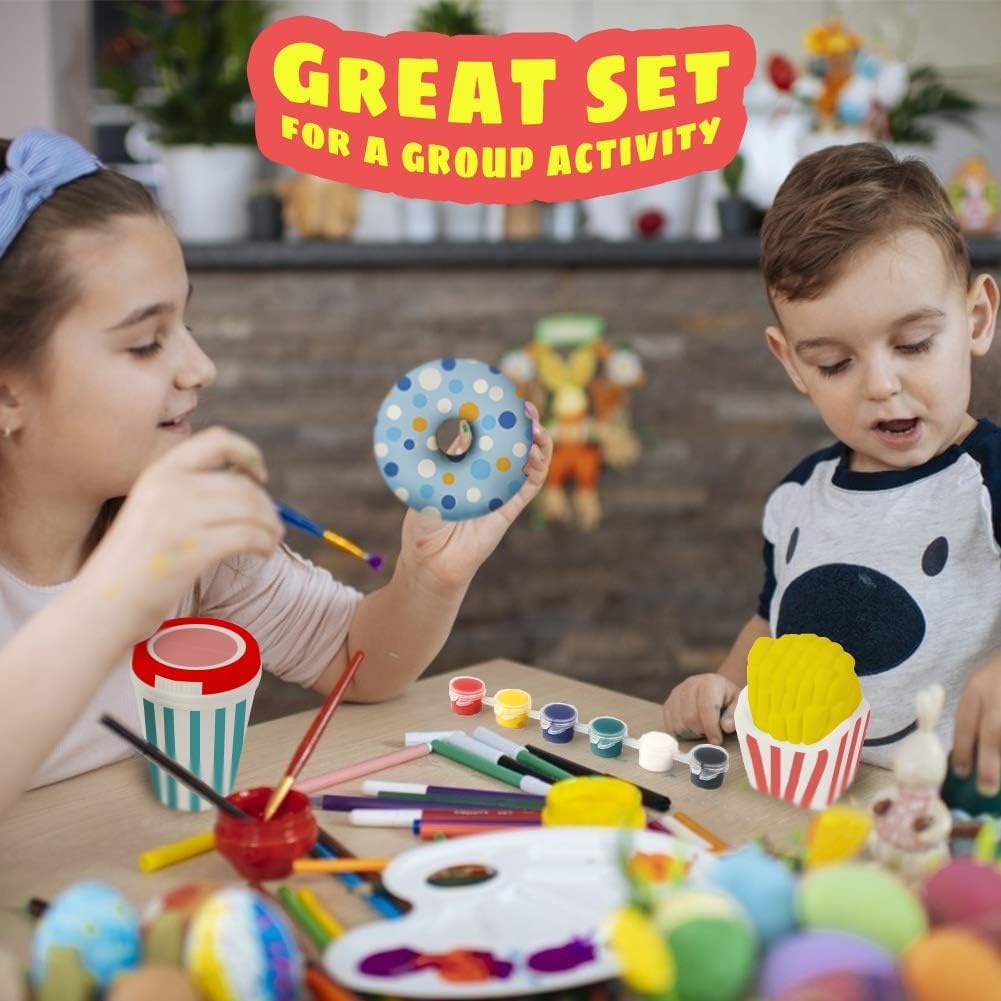 LovesTown Squeeze Toys – 6 Pack Paintable Food-Shaped Squishies DIY Kit