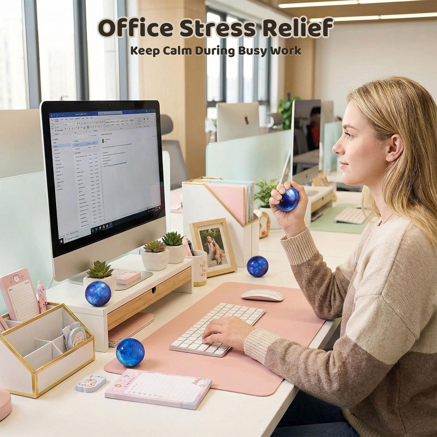 LovesTown Galaxy Stress Balls Bulk — 50 Pack, 2-Inch Foam Squeeze Toys for Relief