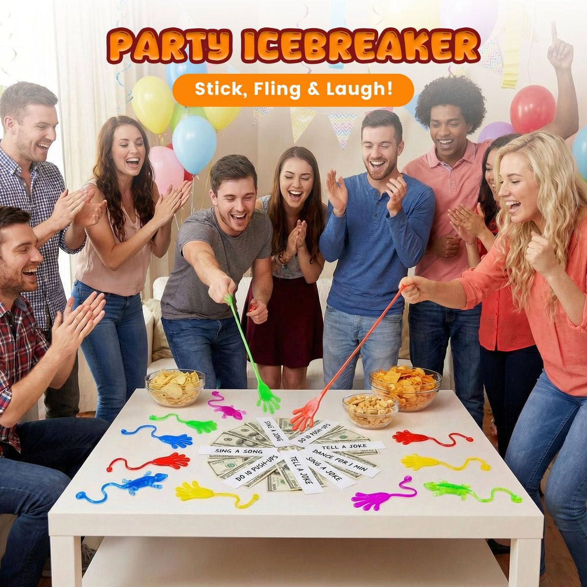 LovesTown 48PCS Party Favors for Kids – 16 Wall Climbers, 16 Sticky Hands & 16 Stretchy Lizards | Classroom Prizes & Stocking Stuffers