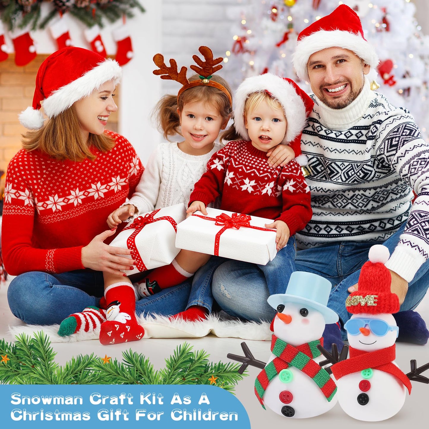 LOVEXIRAN 9 Pack Build A Snowman DIY Kit – Kids Christmas Craft Set