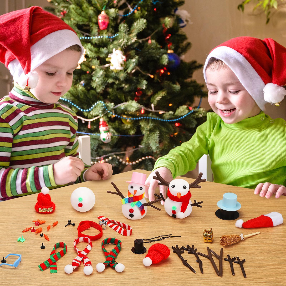 LOVEXIRAN 9 Pack Build A Snowman DIY Kit – Kids Christmas Craft Set