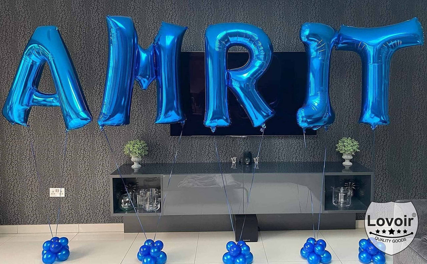 Lovoir 40-Inch Blue Letter K Balloon — Jumbo Mylar Foil Alphabet for Birthday Parties