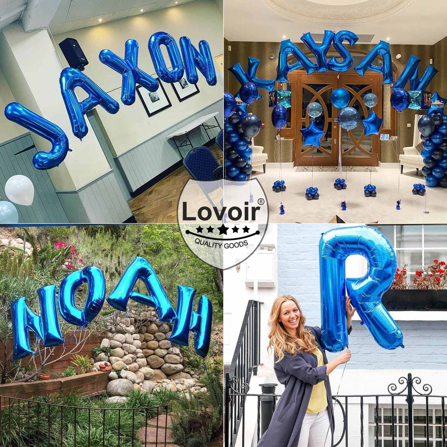 Lovoir 40-Inch Blue Letter K Balloon — Jumbo Mylar Foil Alphabet for Birthday Parties
