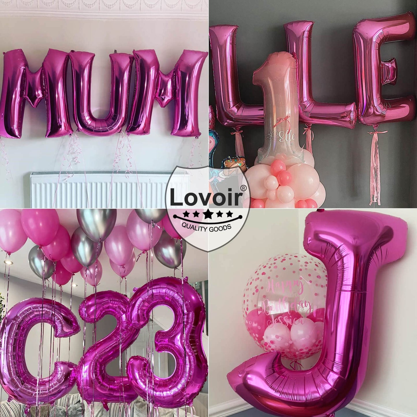 Lovoir 40 Inch Large Hot Pink Letter X Balloon | Jumbo Mylar Foil Balloon for Birthday Party Decor