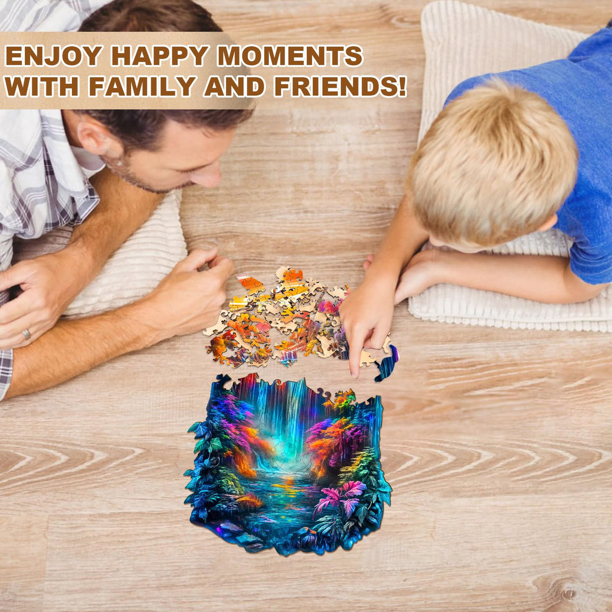 Lovpippi Enchanted Flame Wooden Puzzle – 85-Piece Animal-Shaped Jigsaw for Adults