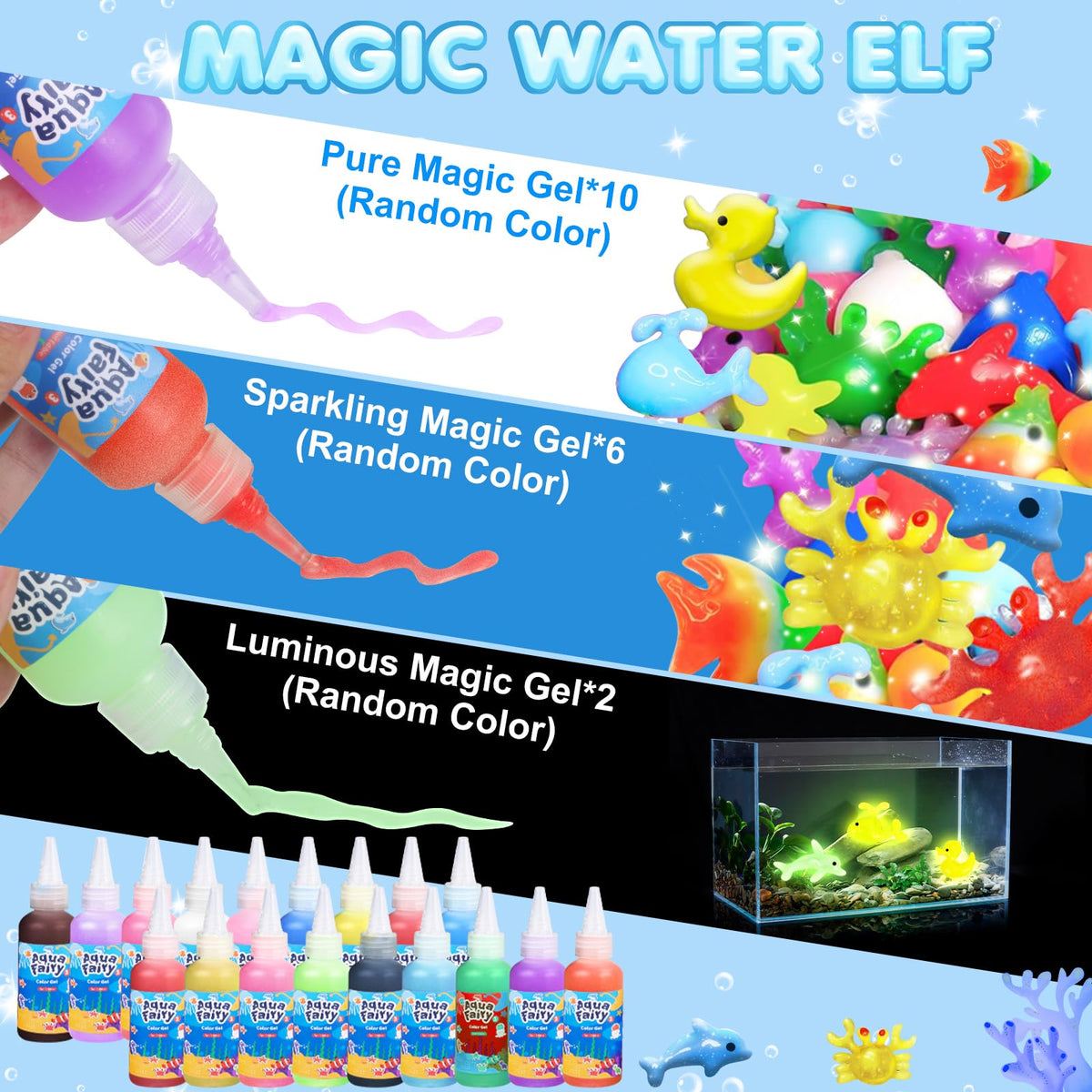 Lovyi Magic Water Elf Toy Kit — DIY Squishy Maker with 18 Gels & 12 Toolings