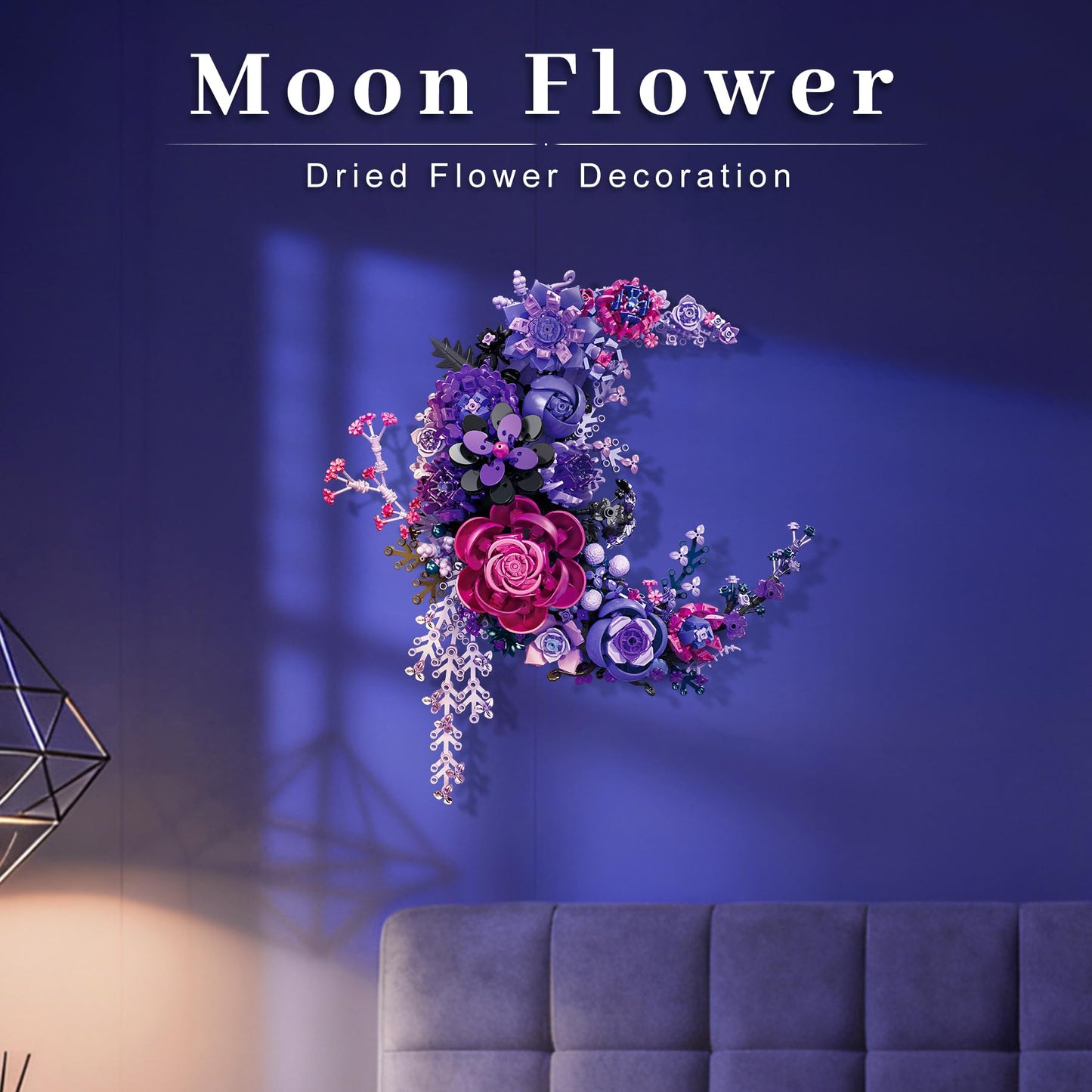 Loyratche Purple Moon Flower Building Set – Crescent-Shaped Floral Blocks for Adults, Lego-Compatible