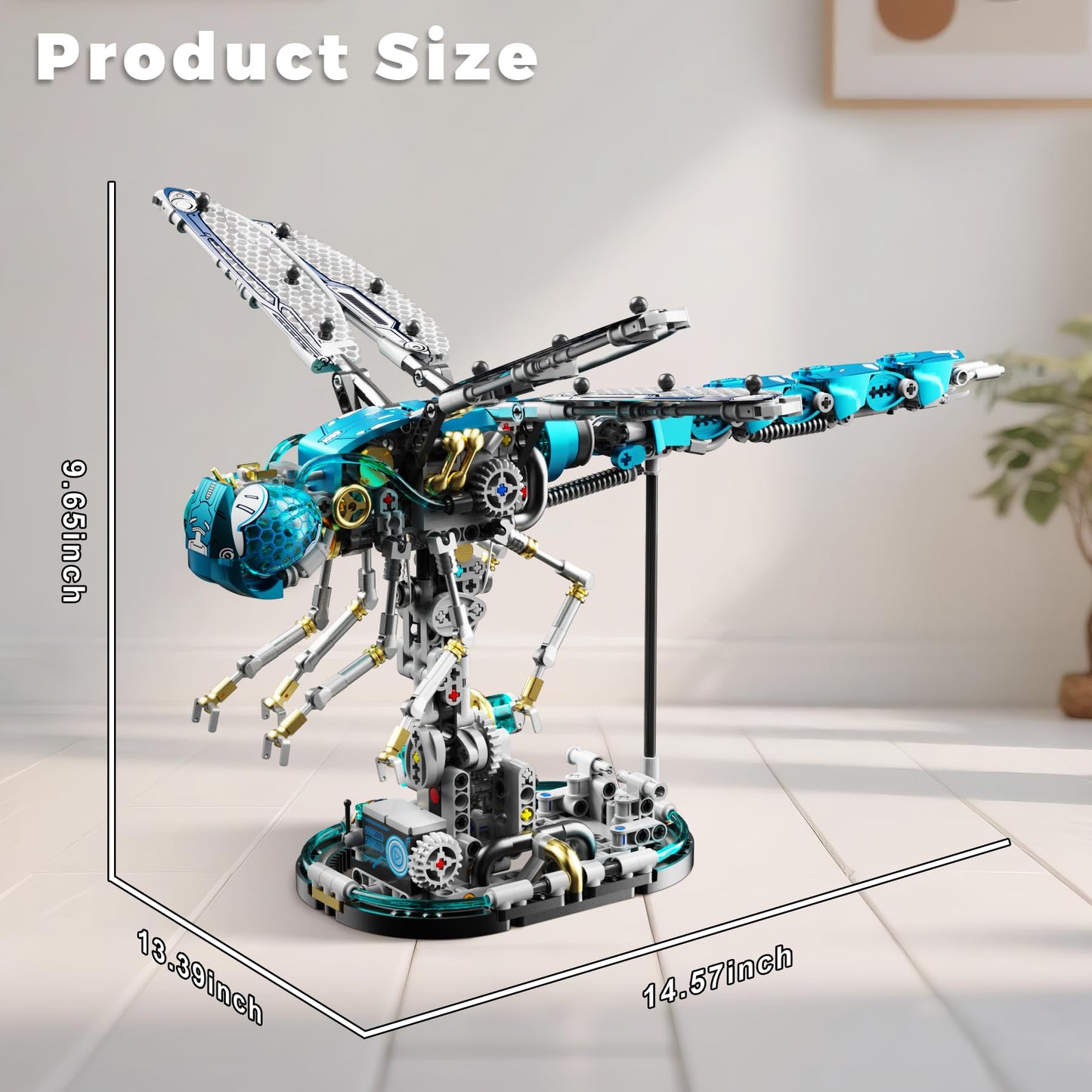 Loyratche Mechanical Dragonfly Building Blocks – 866Pcs, LEGO-Compat, LED Display Stand, STEM Toy for Teens & Adults