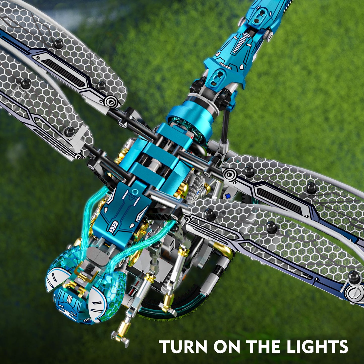 Loyratche Mechanical Dragonfly Building Blocks – 866Pcs, LEGO-Compat, LED Display Stand, STEM Toy for Teens & Adults