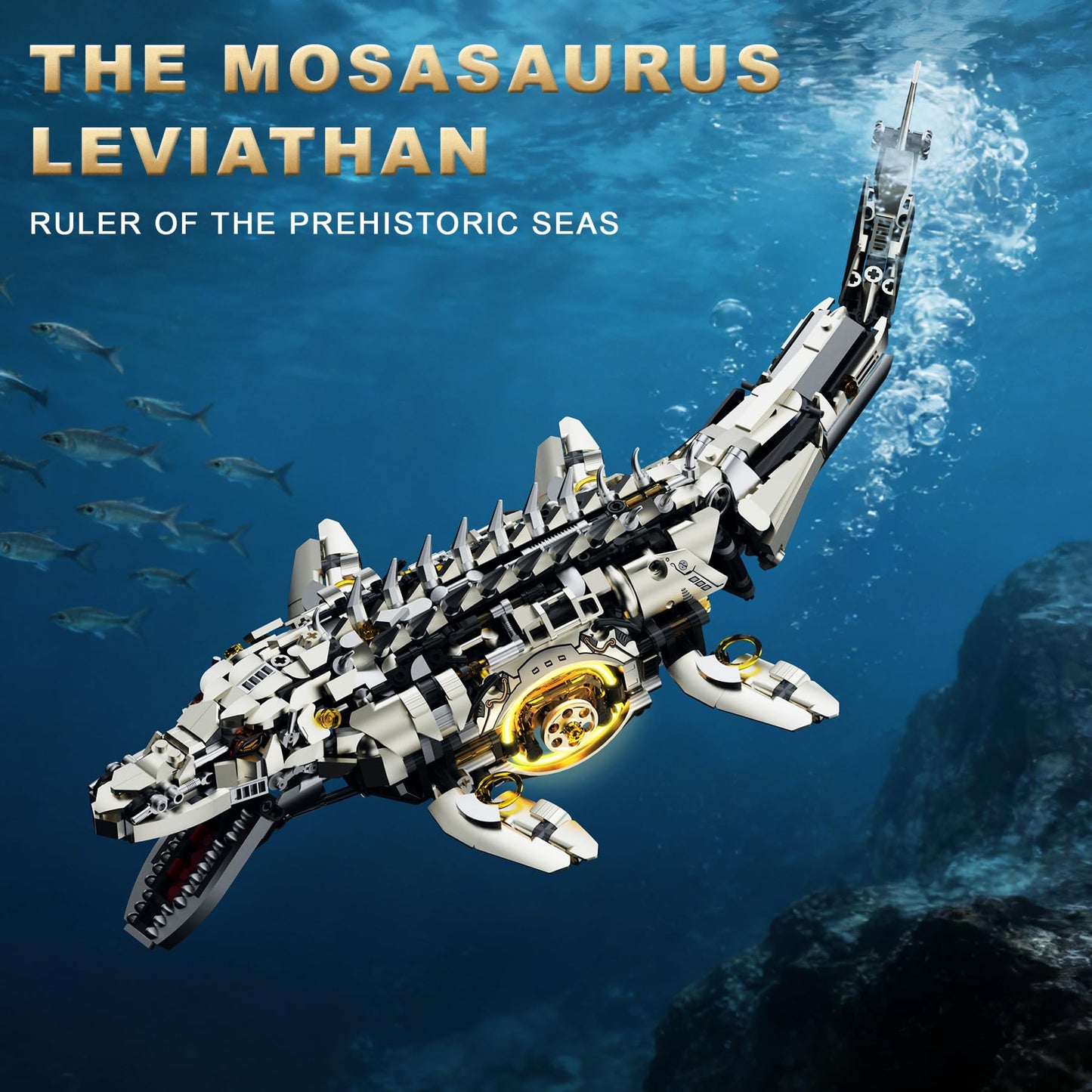 Loyratche Mechanical Mosasaurus Building Set for Adults – 1413 Pieces with LED Display