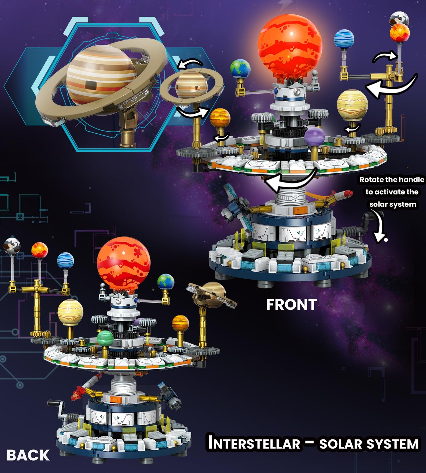 Loyratche Rotatable Solar System Kit – 963pcs STEM Toy for Teens 12+