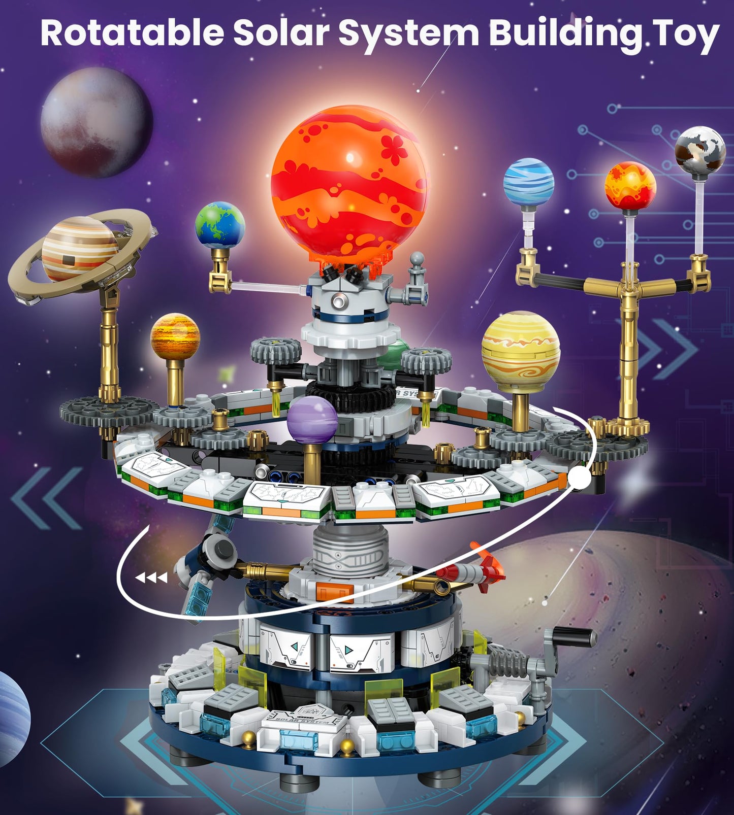 Loyratche Rotatable Solar System Kit – 963pcs STEM Toy for Teens 12+