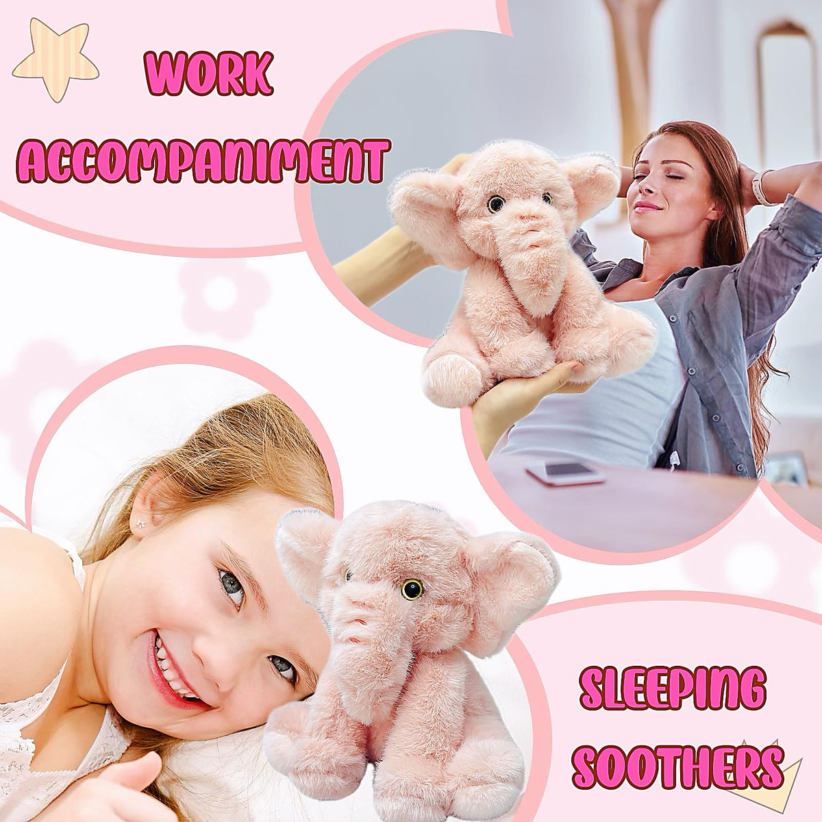 LoYuSenn 10-Inch Pink Elephant Plush – Cute Baby Stuffed Toy