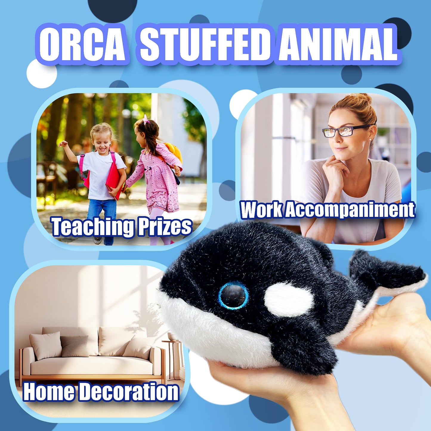 LoYuSenn 11-Inch Orca Stuffed Animal Plush Toy for Kids – Cute, Huggable Sea Friend