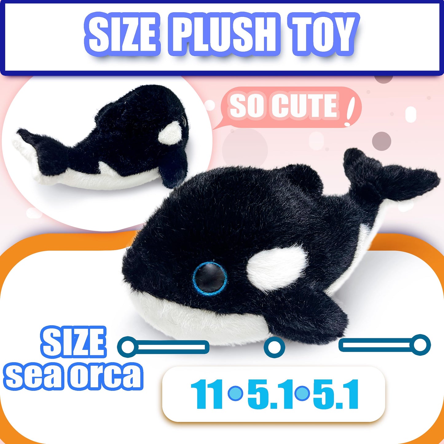 LoYuSenn 11-Inch Orca Stuffed Animal Plush Toy for Kids – Cute, Huggable Sea Friend