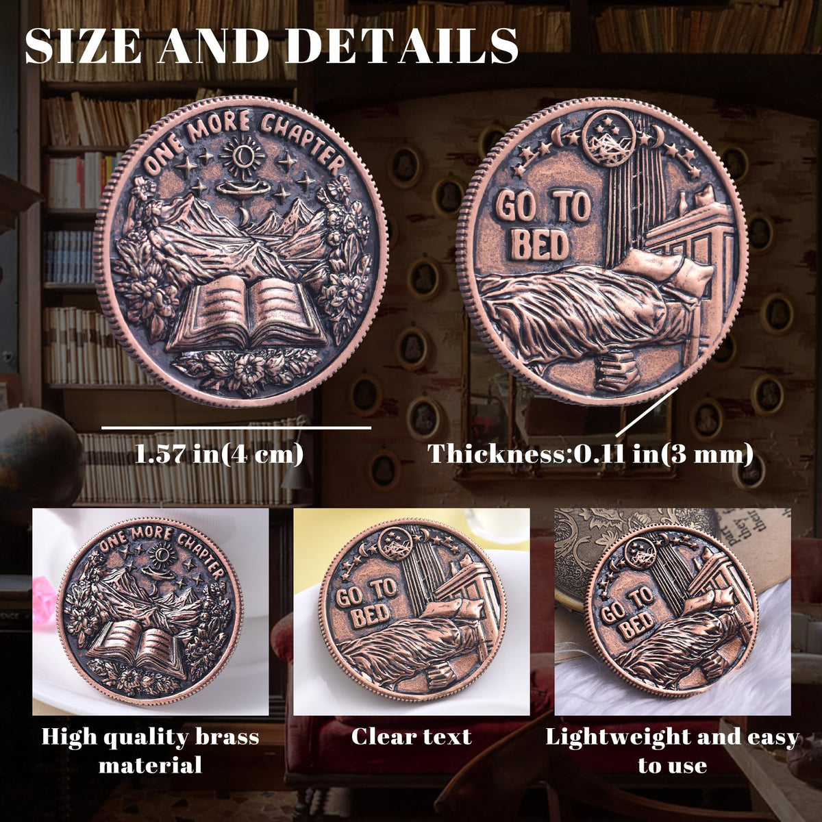 LParkin Just One More Chapter Coin – Book Lover Gift & Decision Token