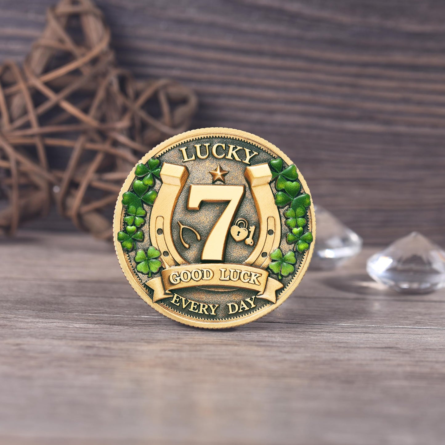 LParkin Lucky Coin for Lottery Scratchers – Four-Leaf Clover & Elephant Charm for Prosperity