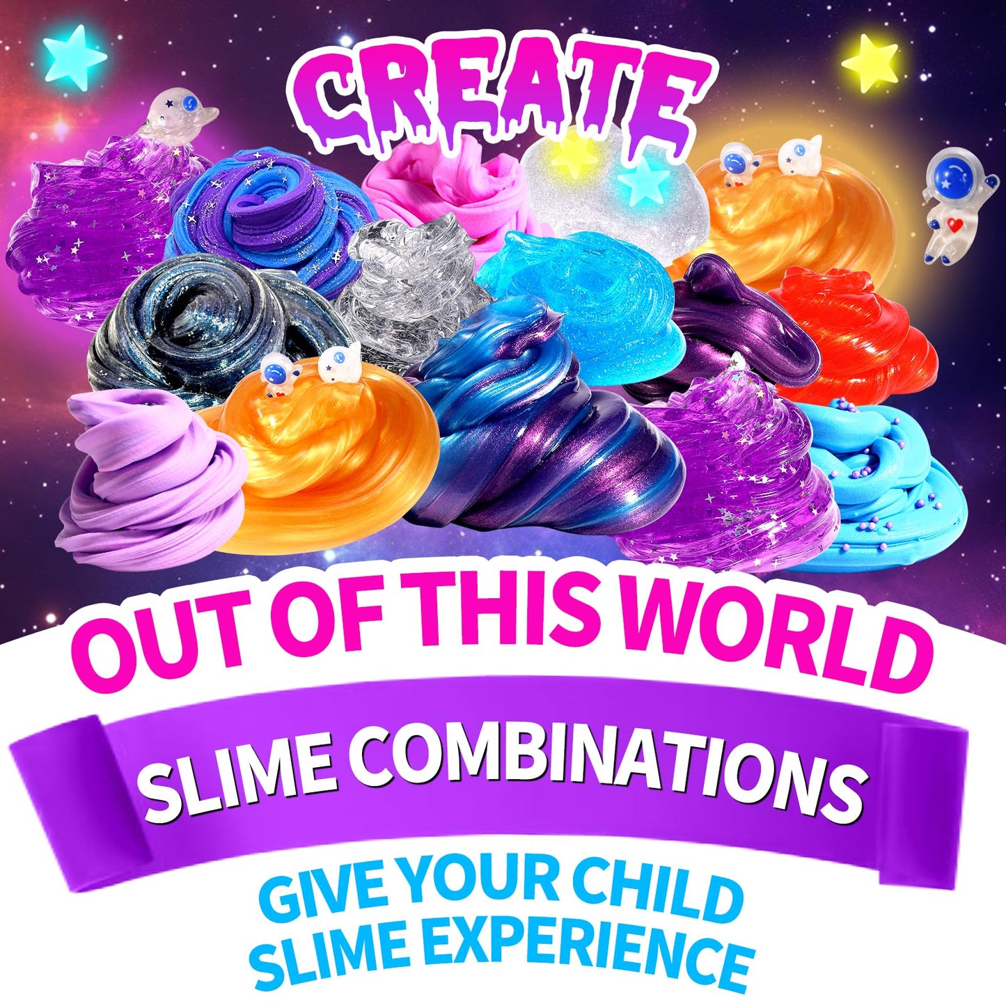 LPFEZRS Mini Galaxy Slime Kit – Glow-in-the-Dark Stickers, Glitter Galaxy Slime & Butter Slime for Kids (Ages 6–12)