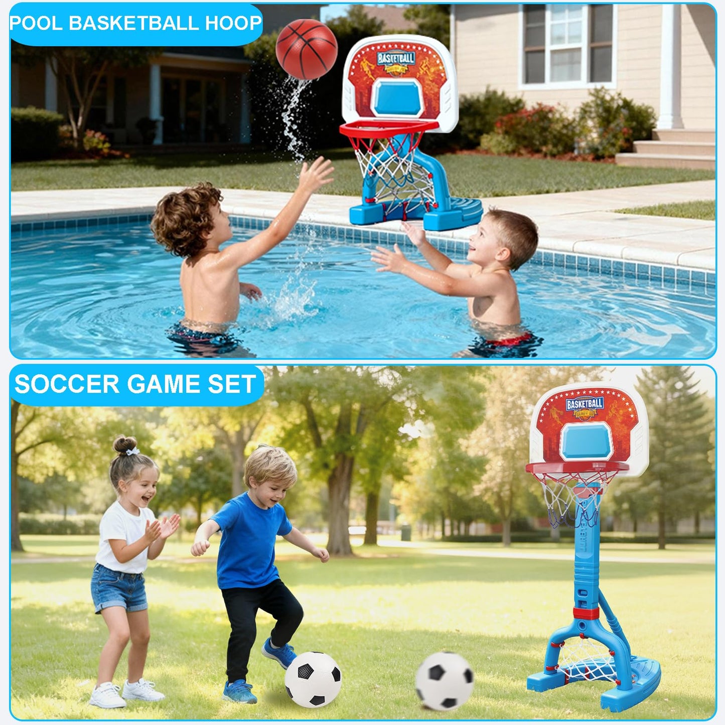 LPFG Toddler Indoor Basketball Hoop — Adjustable 24–53 in, 4 Balls Included