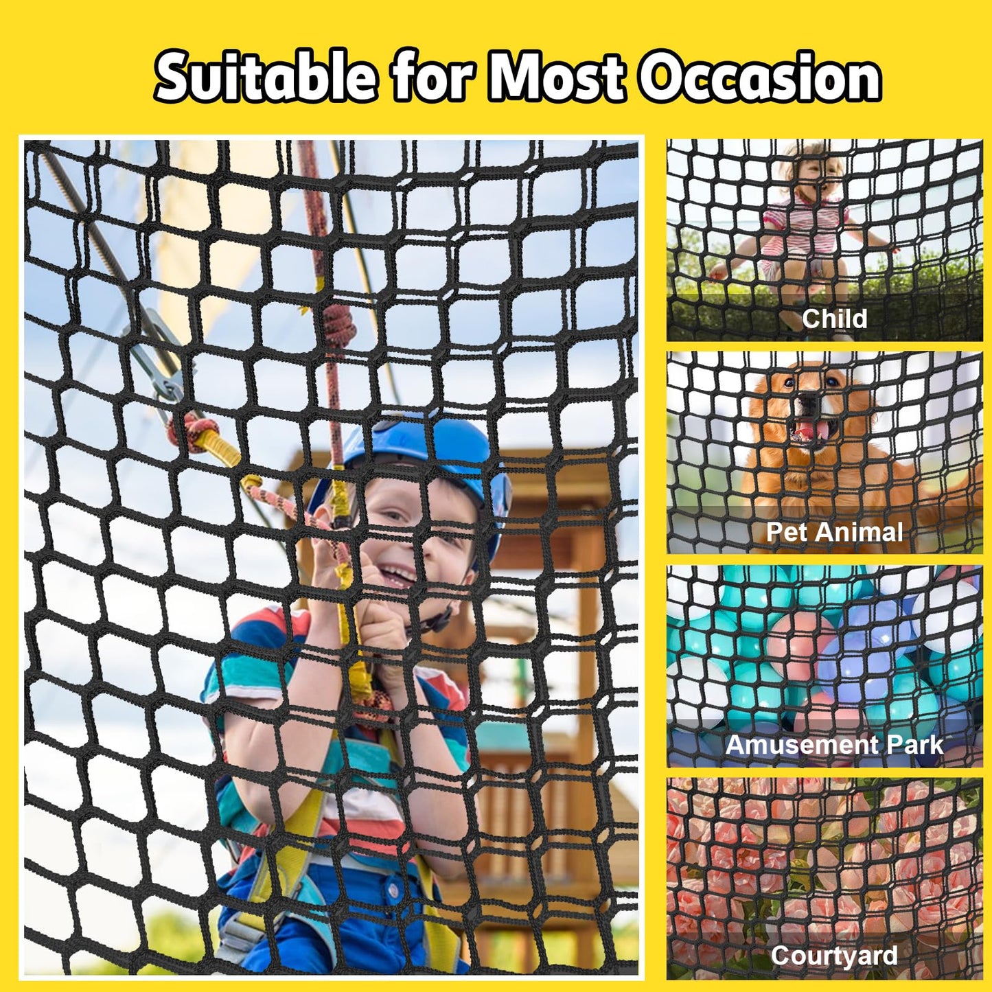 LPIW Climbing Net for Kids – 9.9ft x 9.9ft Double-Layer Safety Net