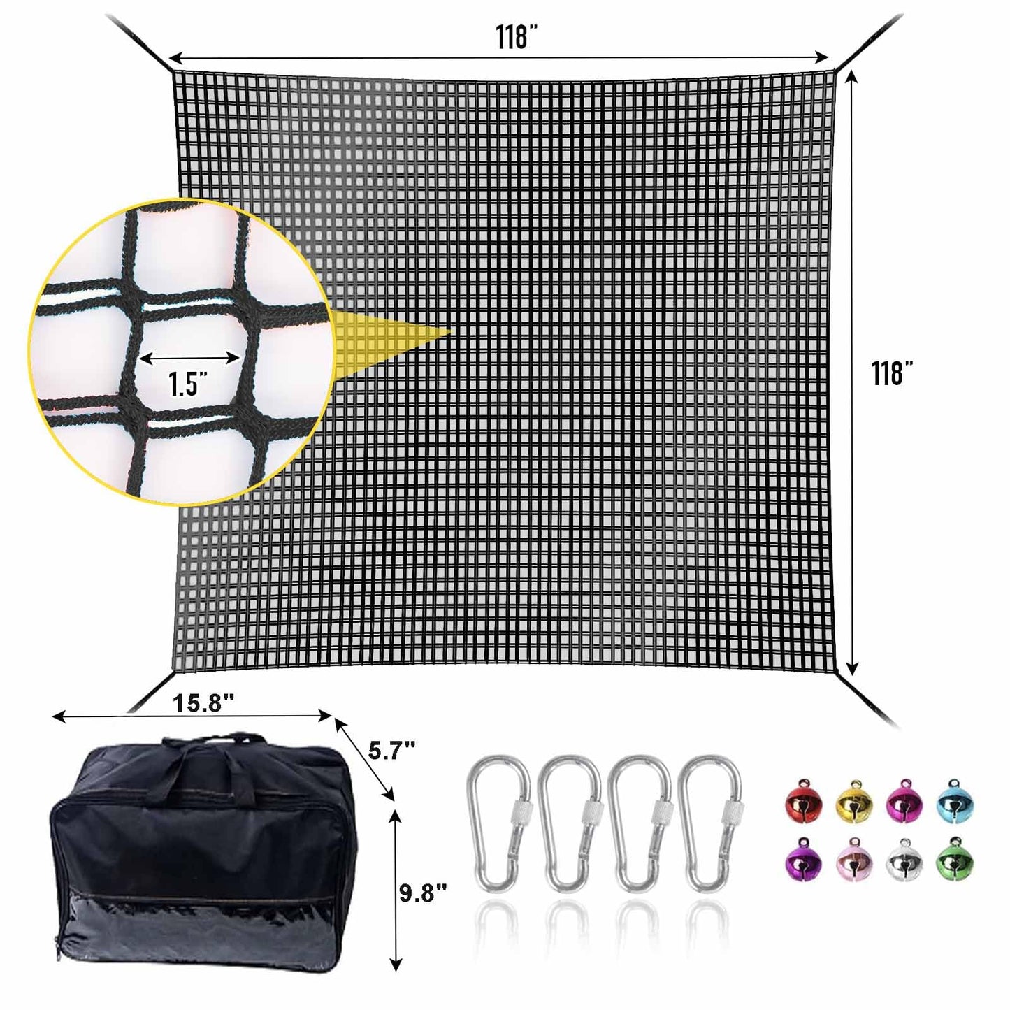 LPIW Climbing Net for Kids – 9.9ft x 9.9ft Double-Layer Safety Net