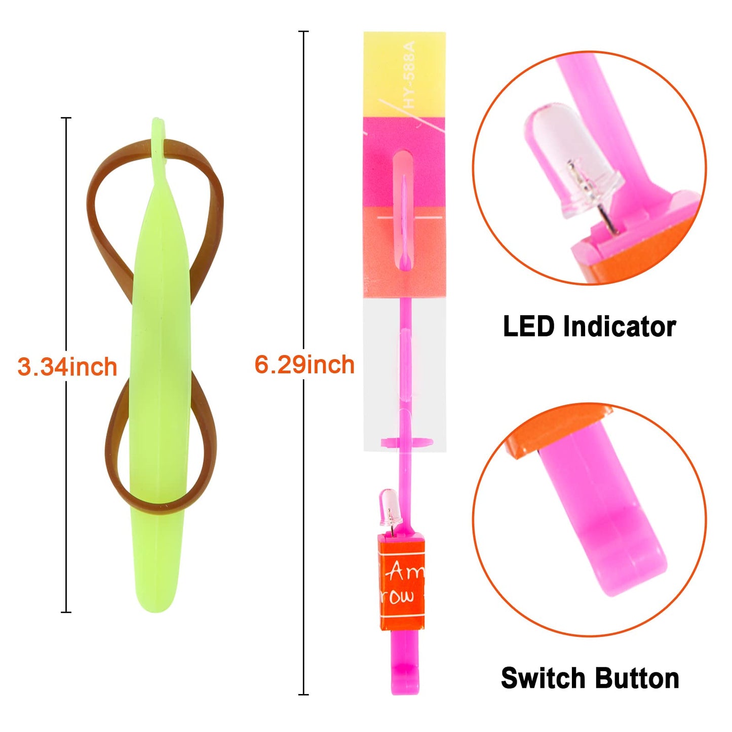 lpvoqpth 25 Sets LED Flying Set – 50 Glow Helicopters & Slingshots for Outdoor Night Fun