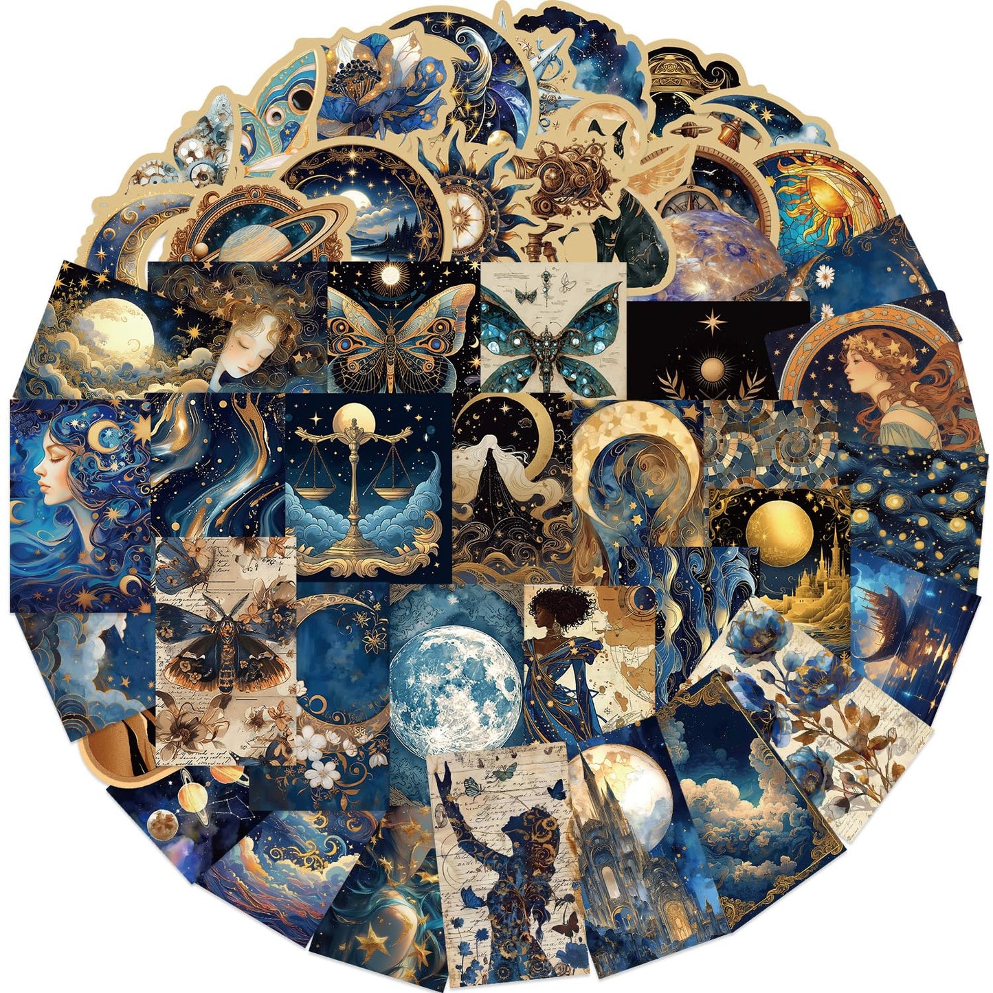 LQFMAY Fantasy Graffiti Galaxy Stickers 50 Pcs Waterproof Vinyl for Laptops Notebooks Water Bottles Dark Blue