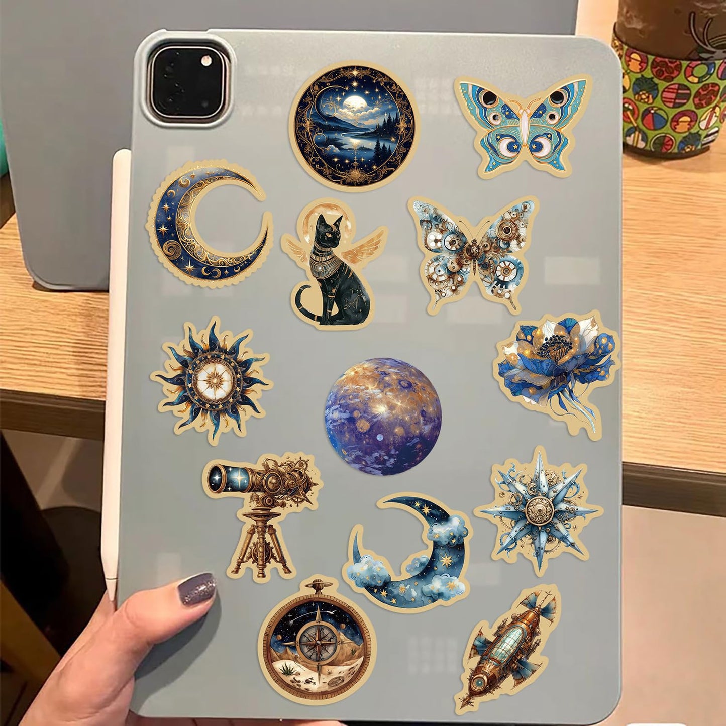 LQFMAY Fantasy Graffiti Galaxy Stickers 50 Pcs Waterproof Vinyl for Laptops Notebooks Water Bottles Dark Blue
