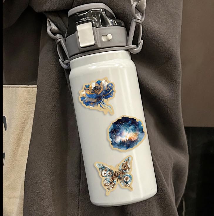 LQFMAY Fantasy Graffiti Galaxy Stickers 50 Pcs Waterproof Vinyl for Laptops Notebooks Water Bottles Dark Blue