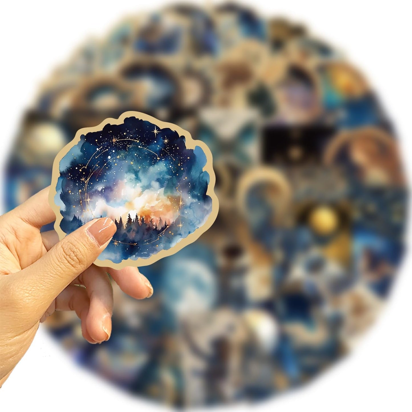 LQFMAY Fantasy Graffiti Galaxy Stickers 50 Pcs Waterproof Vinyl for Laptops Notebooks Water Bottles Dark Blue