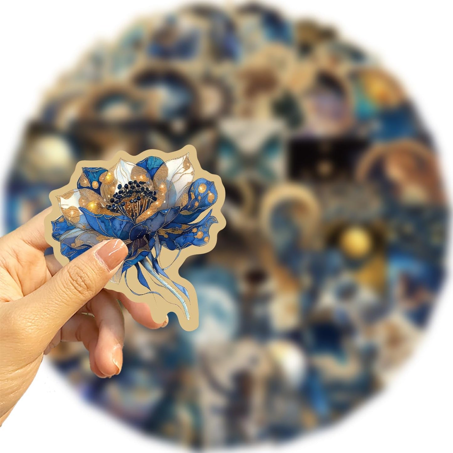 LQFMAY Fantasy Graffiti Galaxy Stickers 50 Pcs Waterproof Vinyl for Laptops Notebooks Water Bottles Dark Blue