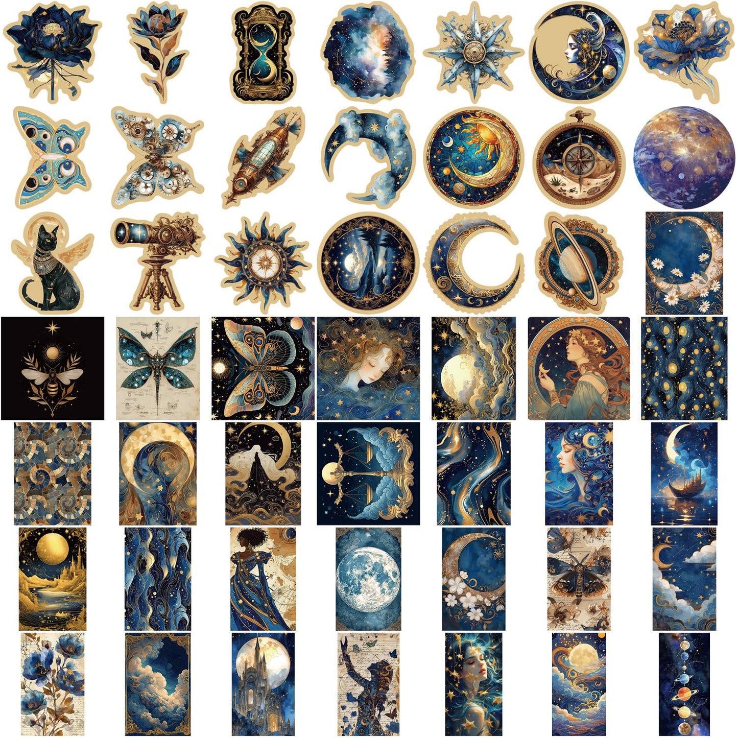 LQFMAY Fantasy Graffiti Galaxy Stickers 50 Pcs Waterproof Vinyl for Laptops Notebooks Water Bottles Dark Blue