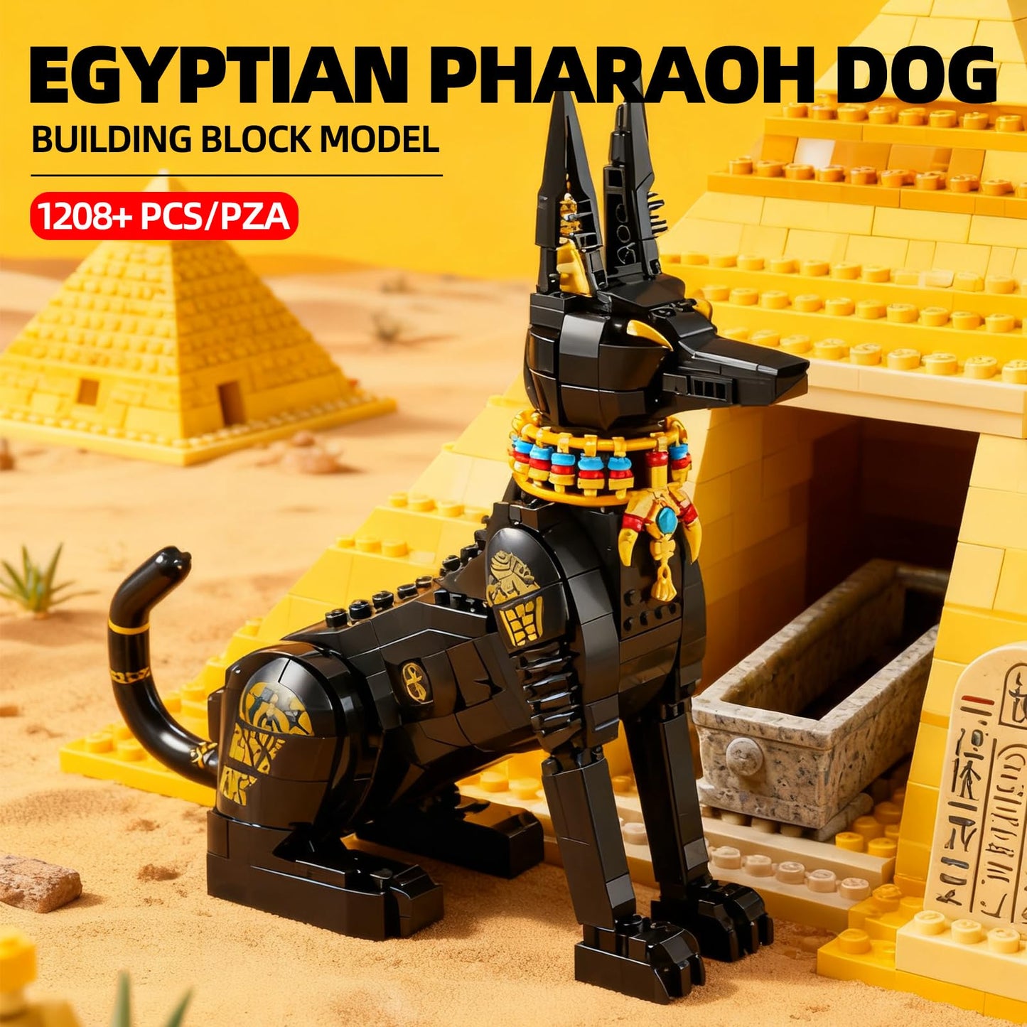 LQPFBSM Anubis 1208-Piece Egyptian Pharaoh Dog Building Kit