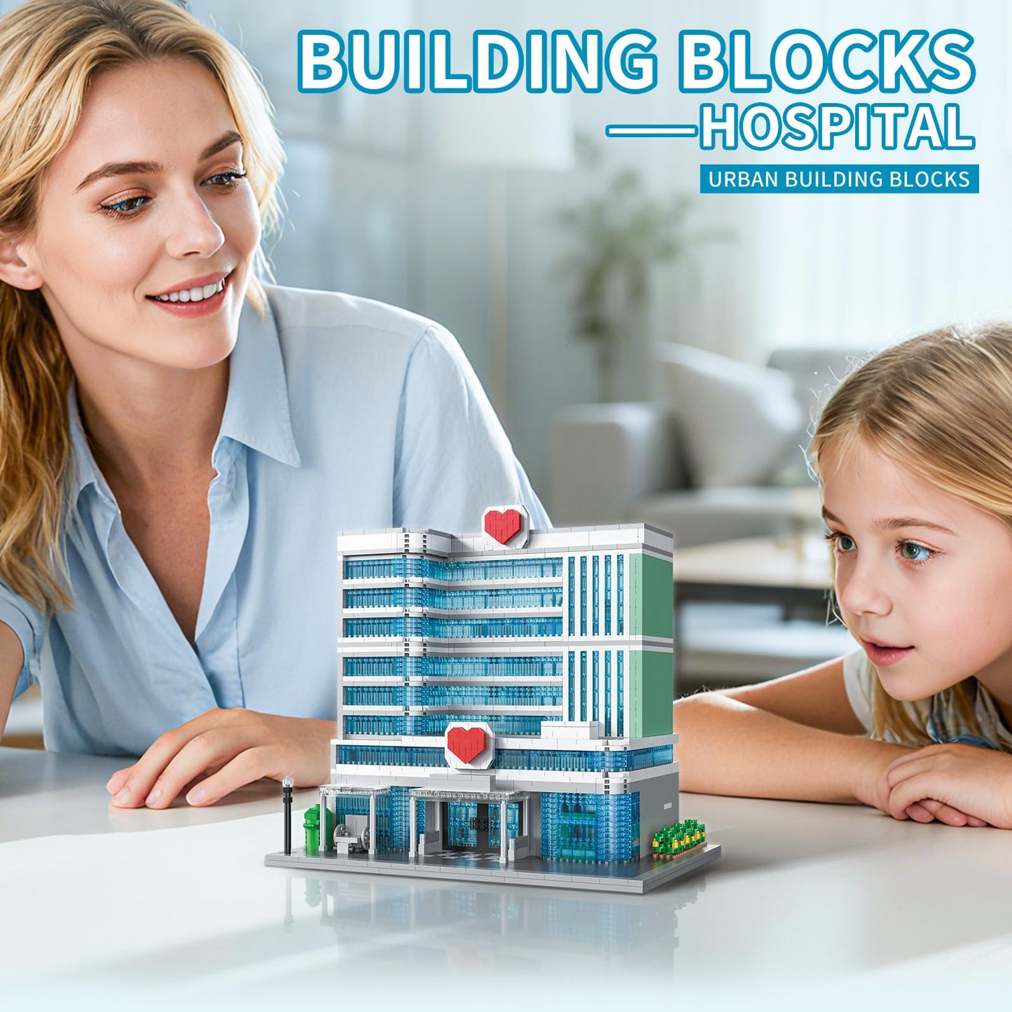 LQPFBSM City Hospital Micro Building Blocks – 1350-Pieces Modular Three-Story Architecture Kit